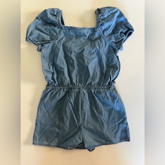 Cat & Jack 3T Light Blue Denim Puff Short Sleeve Romper w/ Buttons - Picture 4 of 5